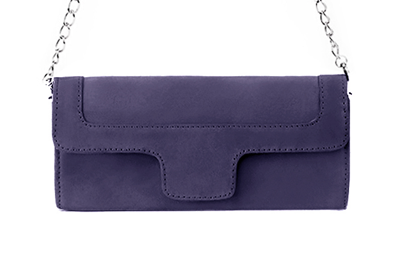 Dress clutch for wedding and parties in lavender purple leather - Profile view